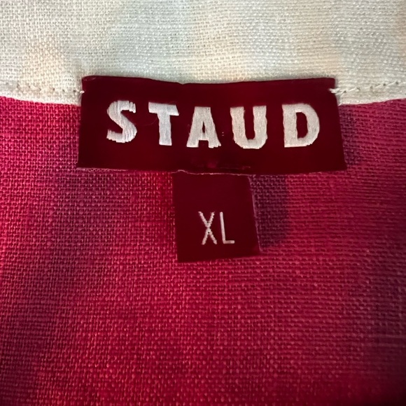 STAUD Women’s Pink and White Sleeveless Linen Dress Size XL - Picture 6 of 10